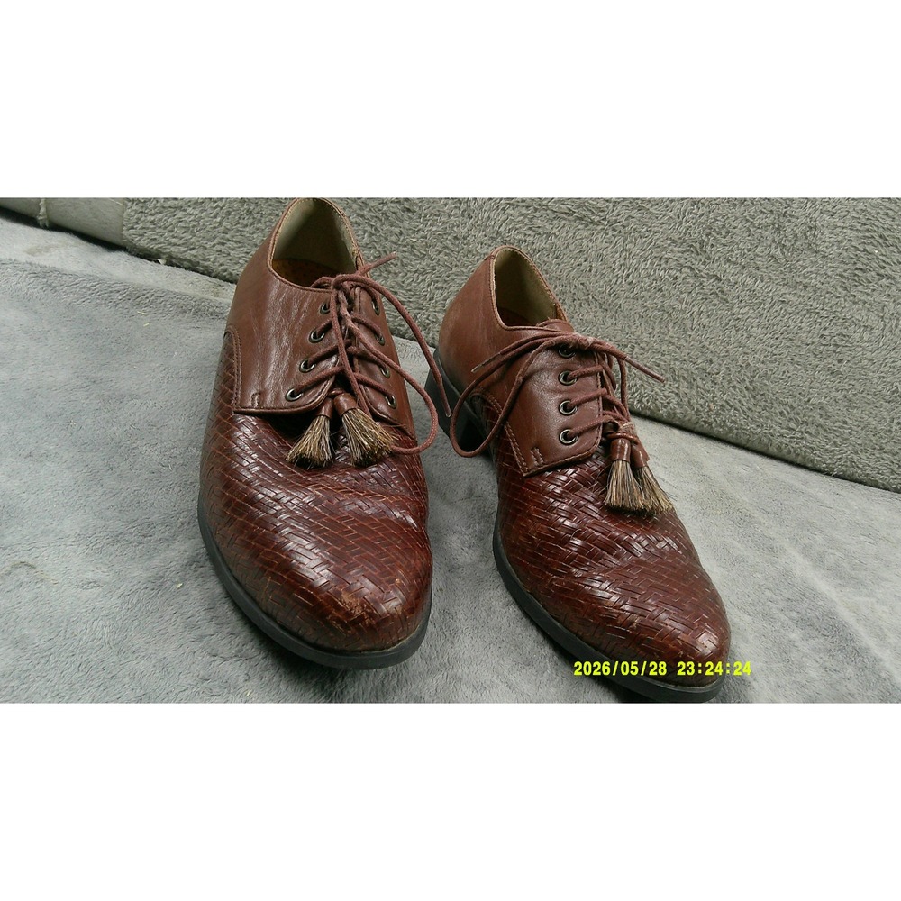 Ariat Woven Leather Oxford Mens 8.5 Brown Good Tassel Lace Up Dress Shoes 16124
